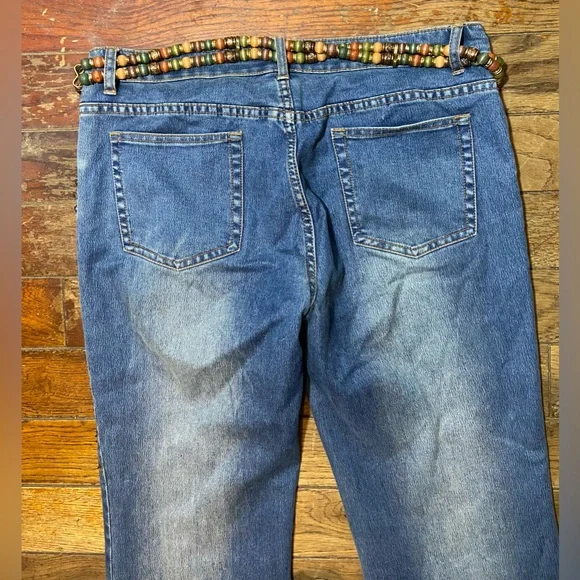 "Y2K Butterfly Embroidered + Jeweled Denim Bootcut Jeans - Etoile Size 12 Women' - Picture 9 of 9